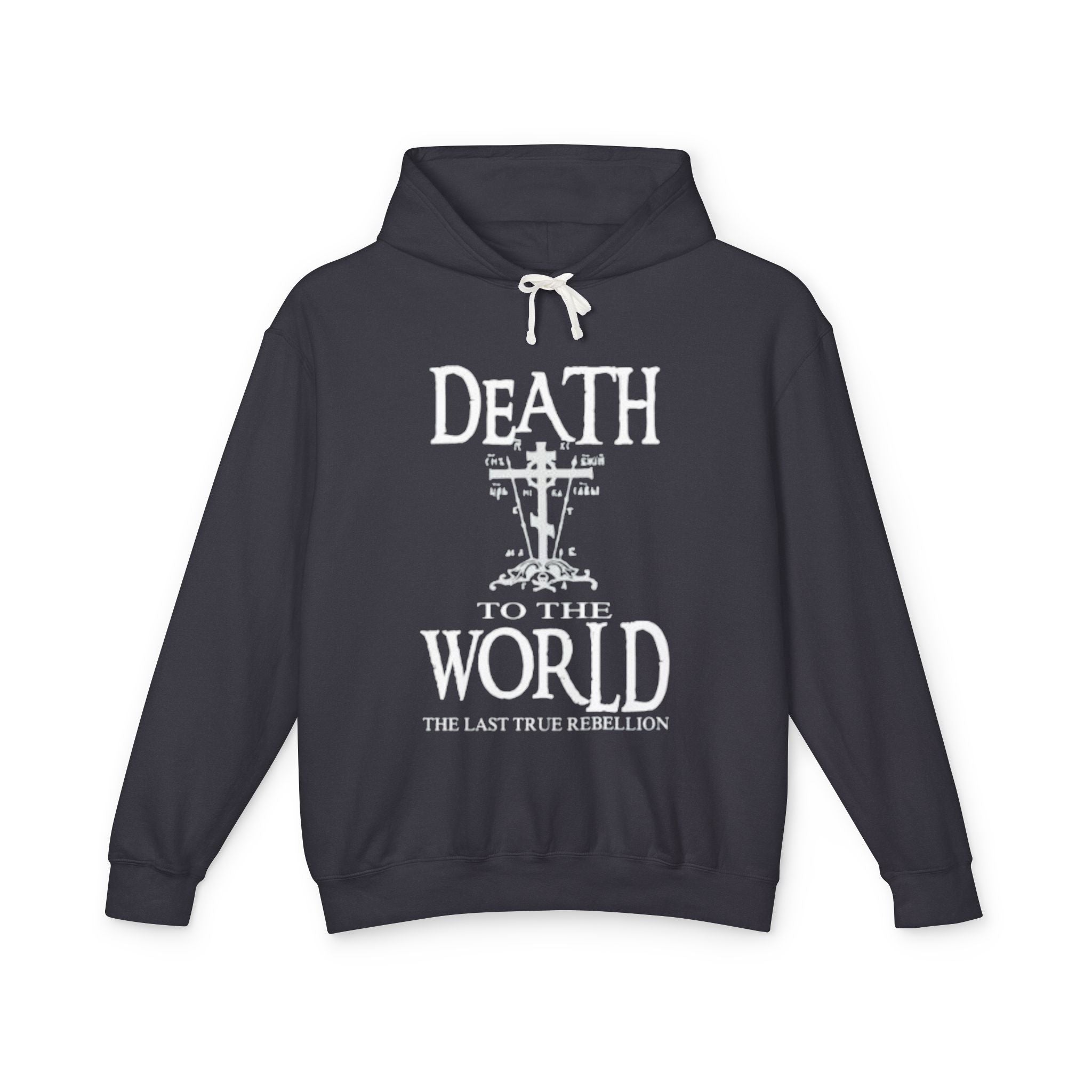 Unisex Lightweight Hooded Sweatshirt - 'Death to the World' Graphic Rebel Hoodie