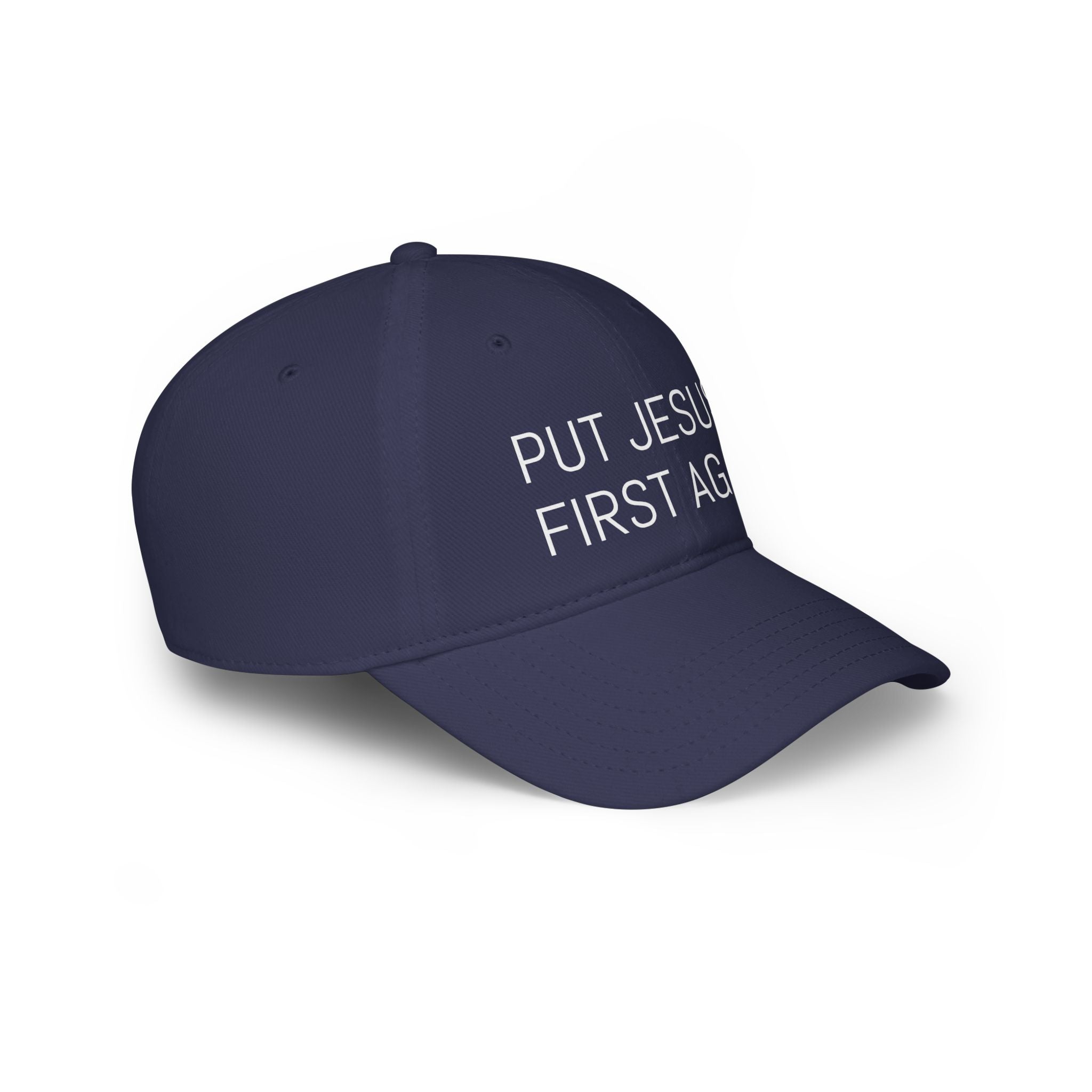 Inspirational Low Profile Baseball Cap - 'Put Jesus First Again'