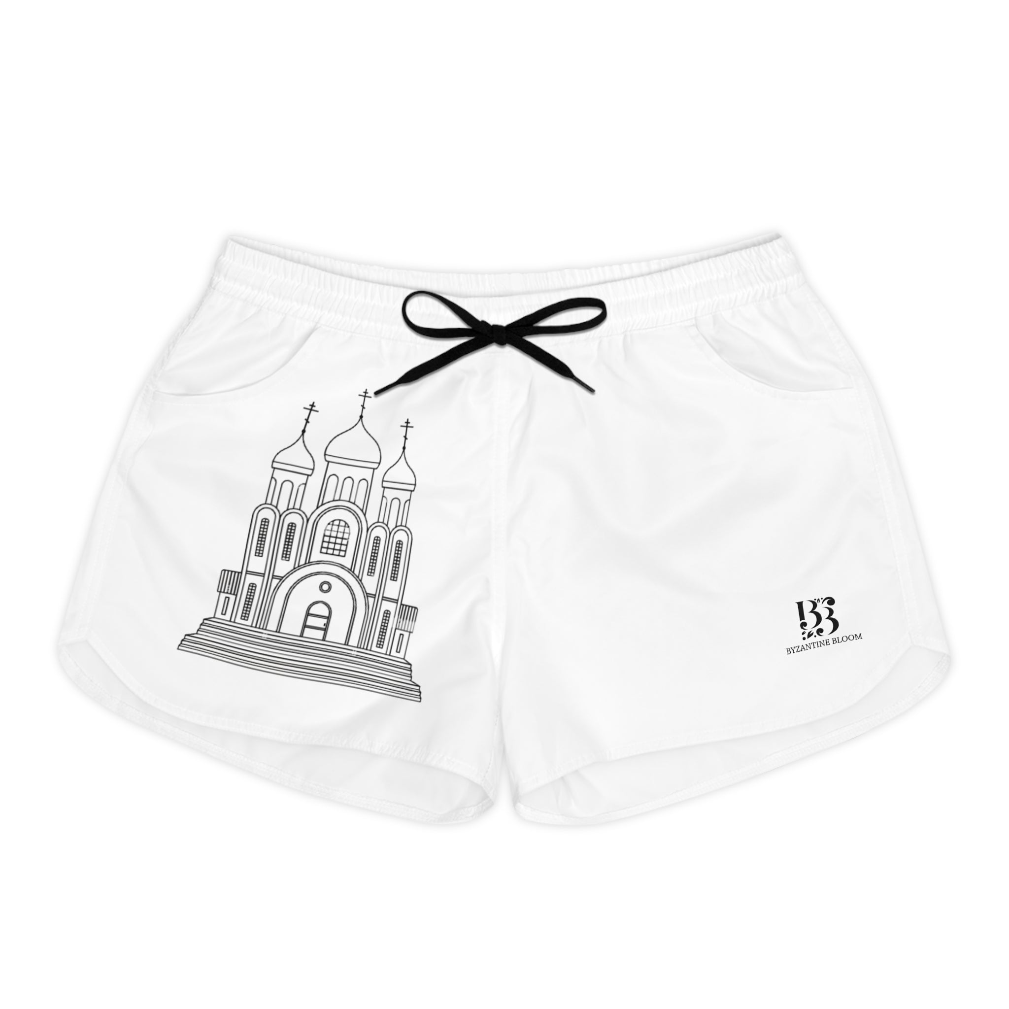 Stylish Women's Casual Shorts with Architectural Print