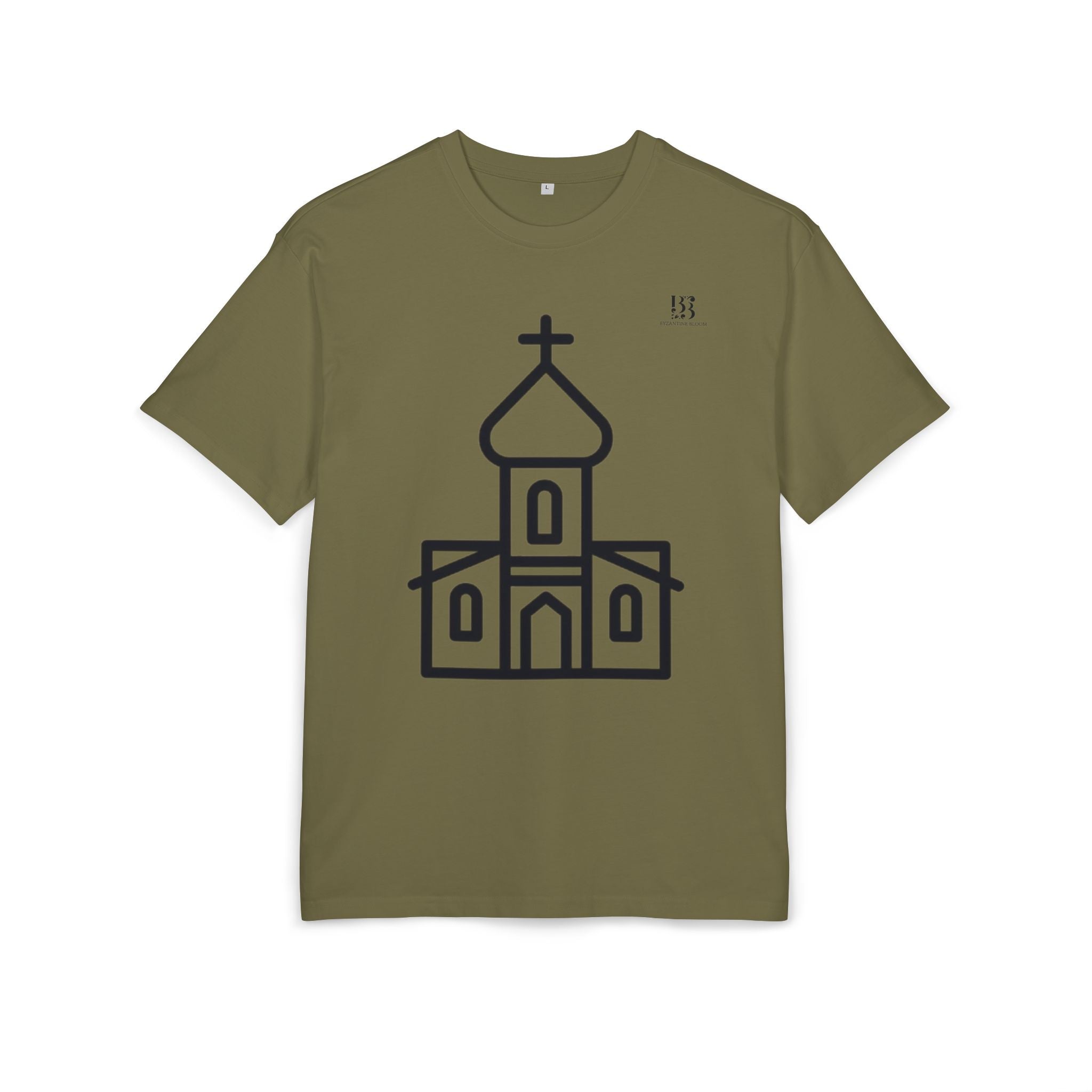 Unisex Heavy Oversize Tee - Modern Minimalist Church Design, Casual Wear for Everyday Style