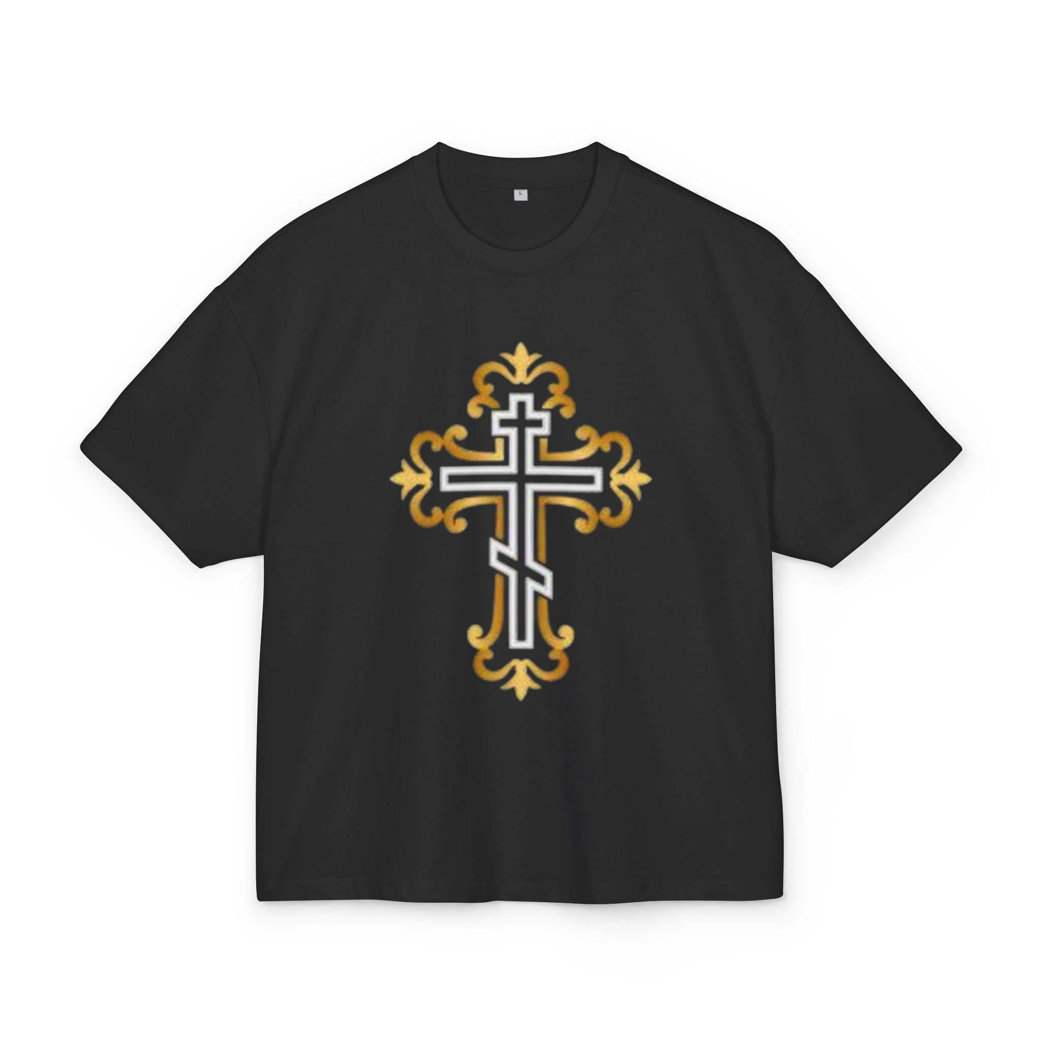 Faith-Inspired Unisex Heavy Cotton Box Tee with Cross Design