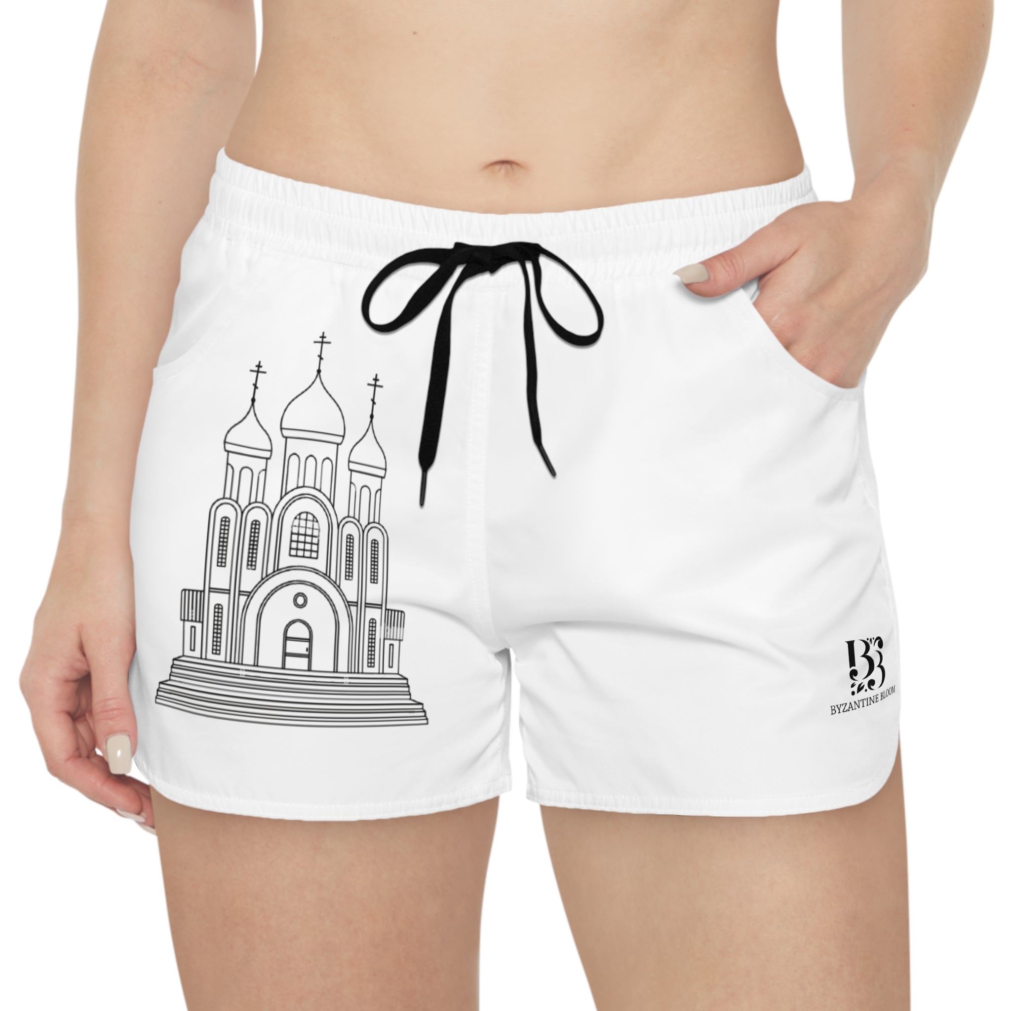 Stylish Women's Casual Shorts with Architectural Print
