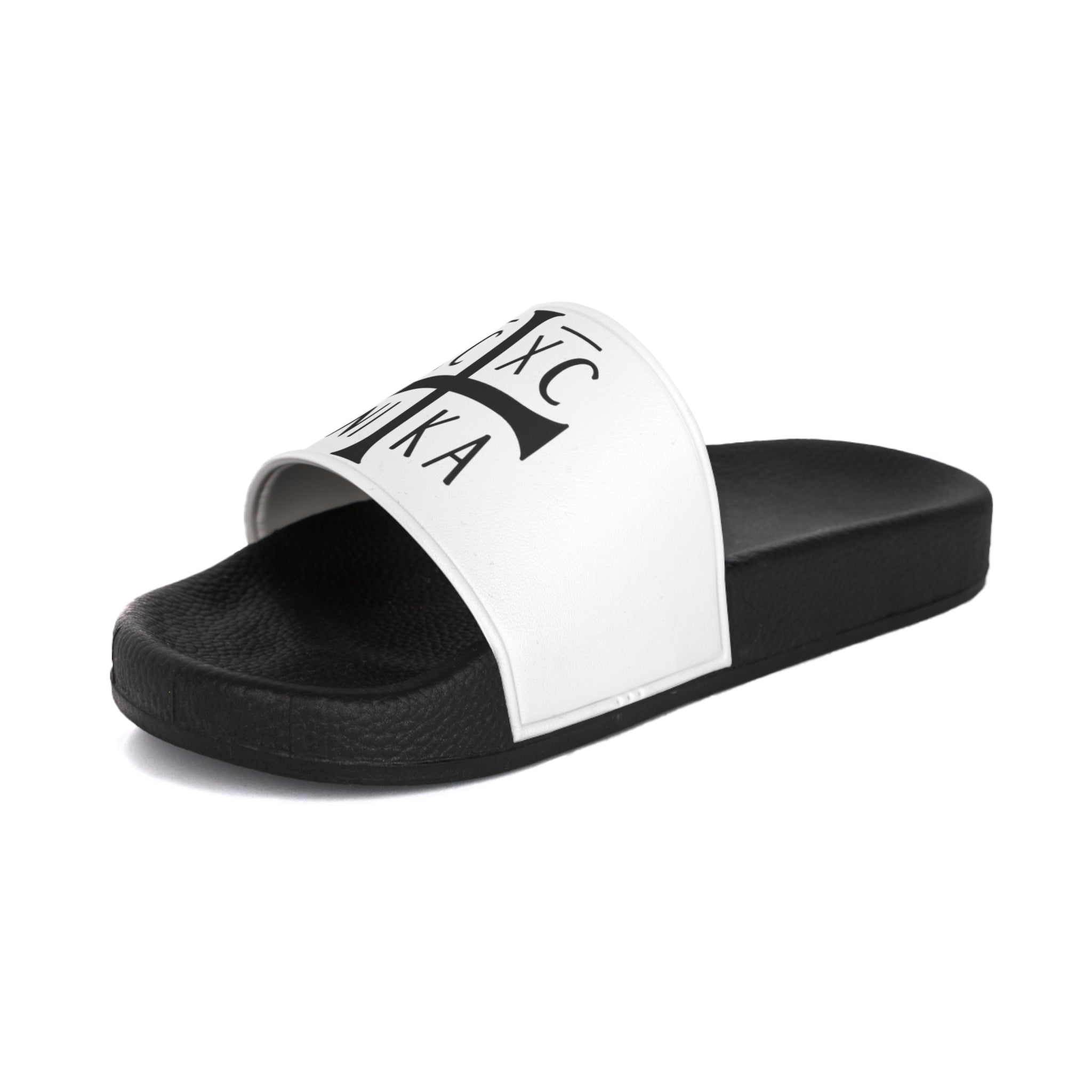 Men's Slide Sandals with Black Cross Logo