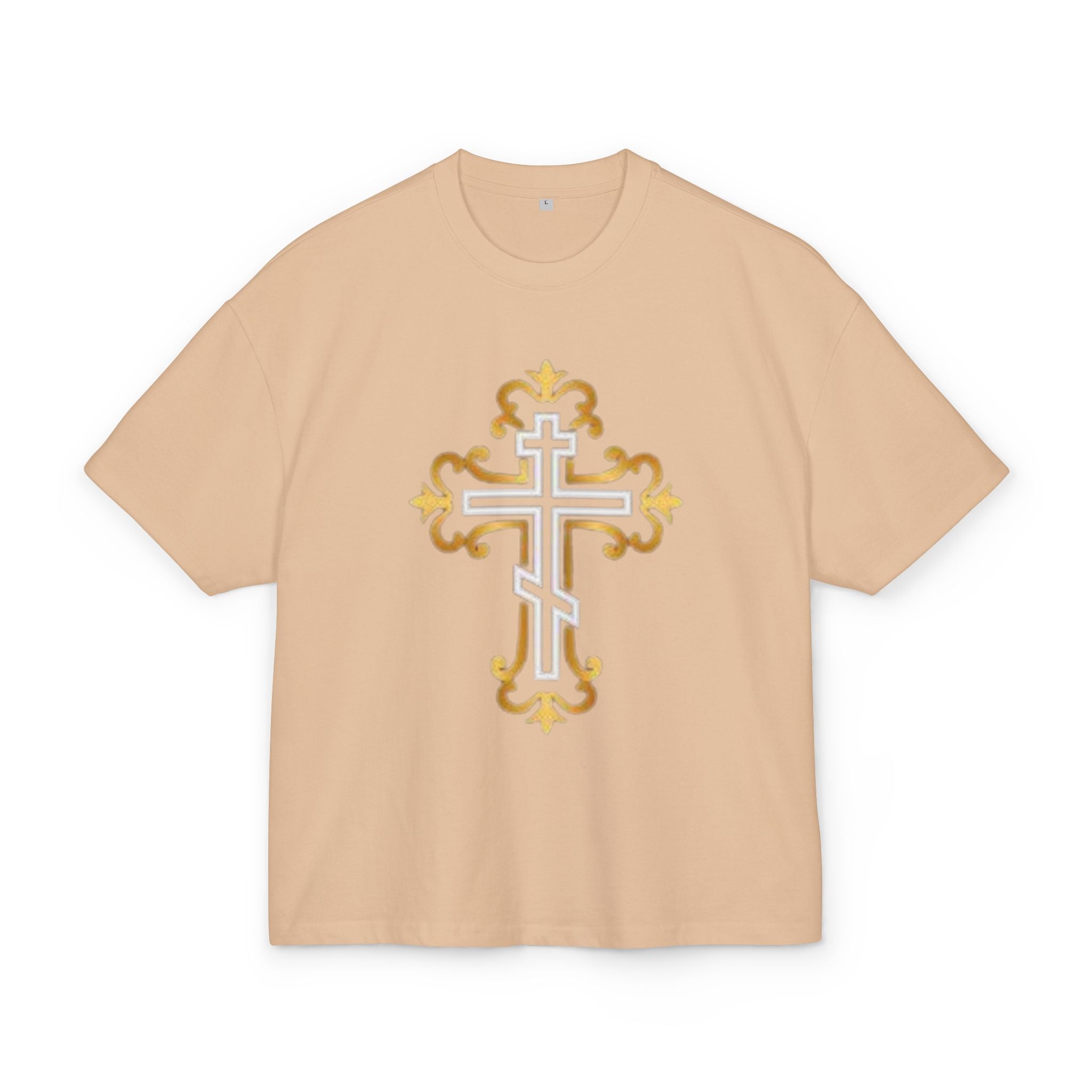 Faith-Inspired Unisex Heavy Cotton Box Tee with Cross Design