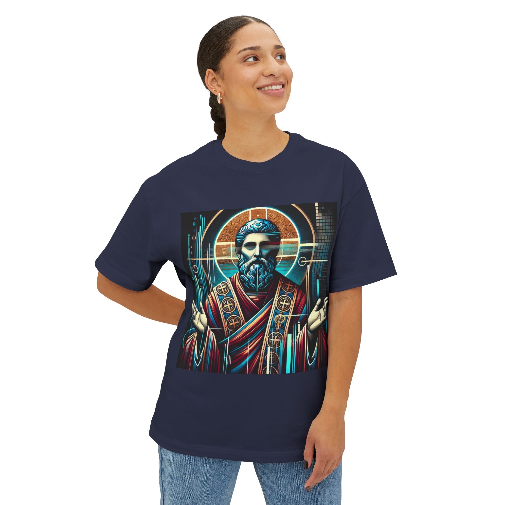 Mystical Oversized Boxy Tee - Unique Graphic Design for Spiritual Vibes