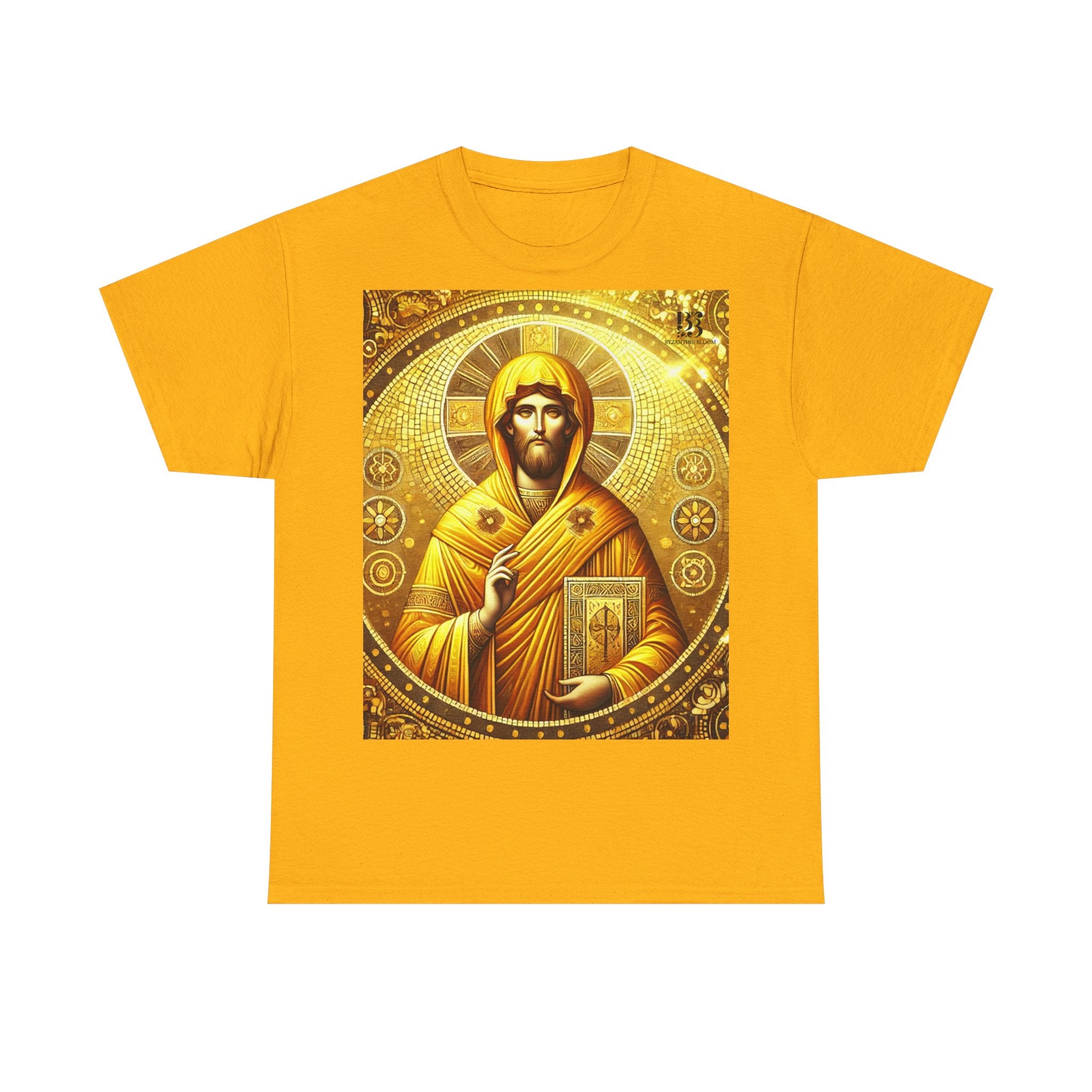 Golden Jesus Graphic Unisex Heavy Cotton Tee - Faith-Based Apparel for Spiritual Wear