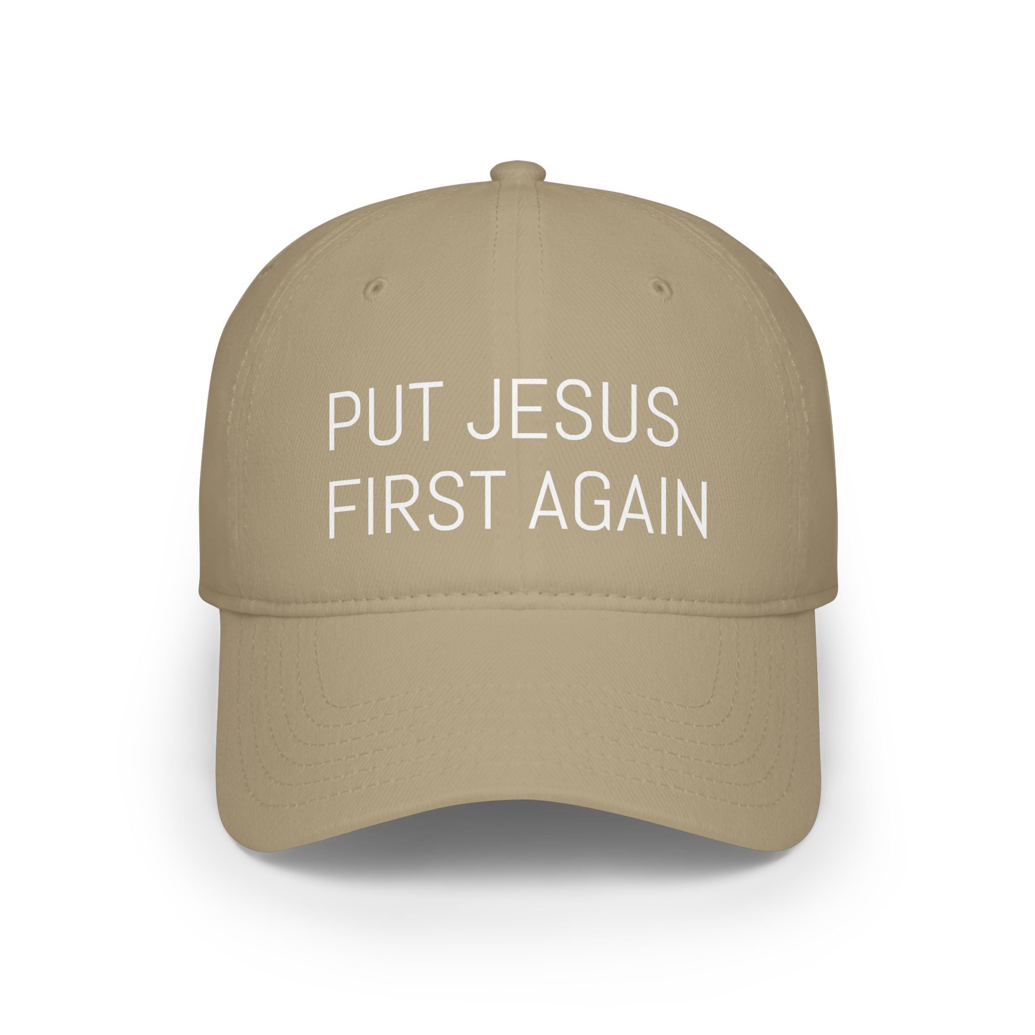 Inspirational Low Profile Baseball Cap - 'Put Jesus First Again'