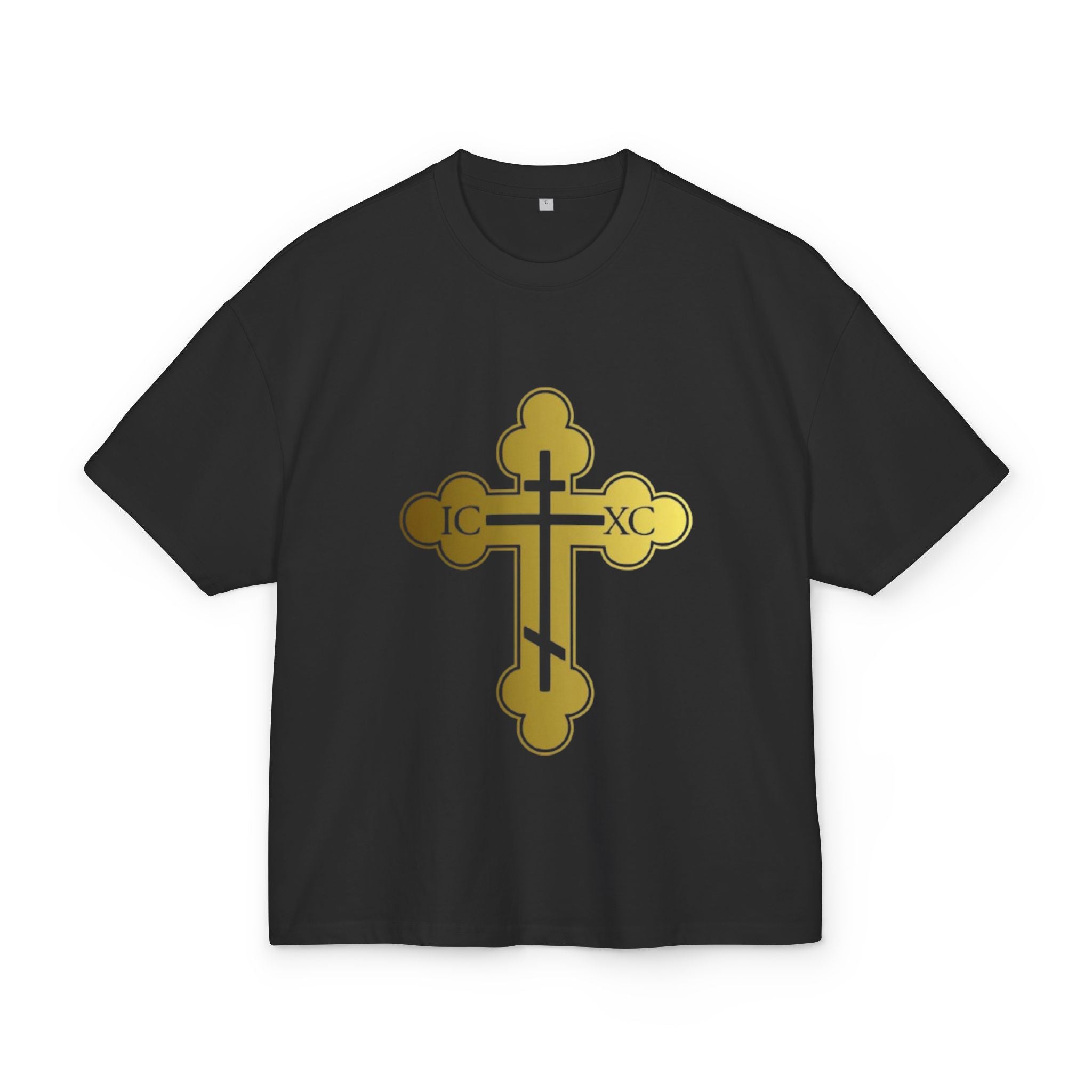 Black Ascension - Gold Cross Design Unisex Heavy Cotton Tee - Faith & Style