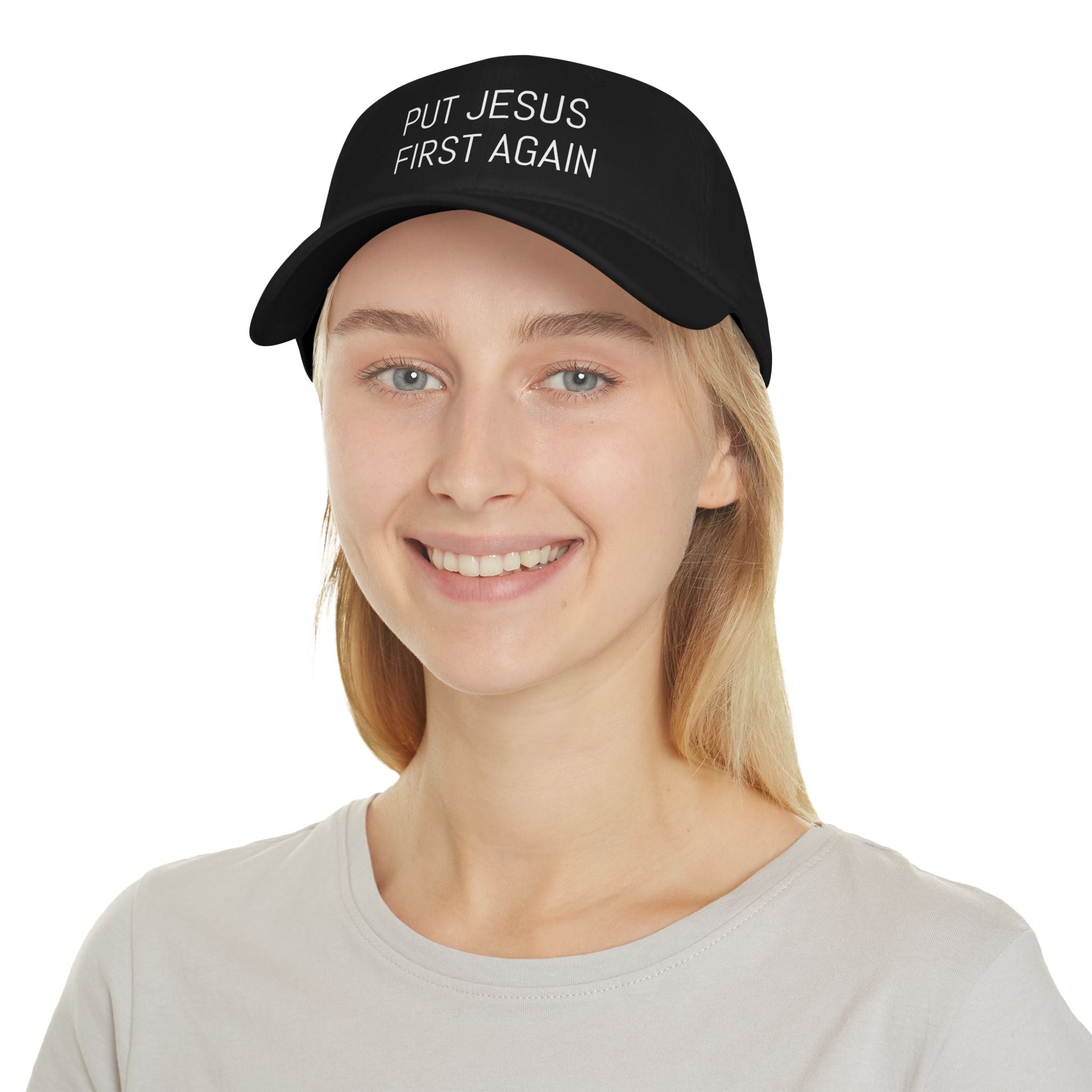 Inspirational Low Profile Baseball Cap - 'Put Jesus First Again'