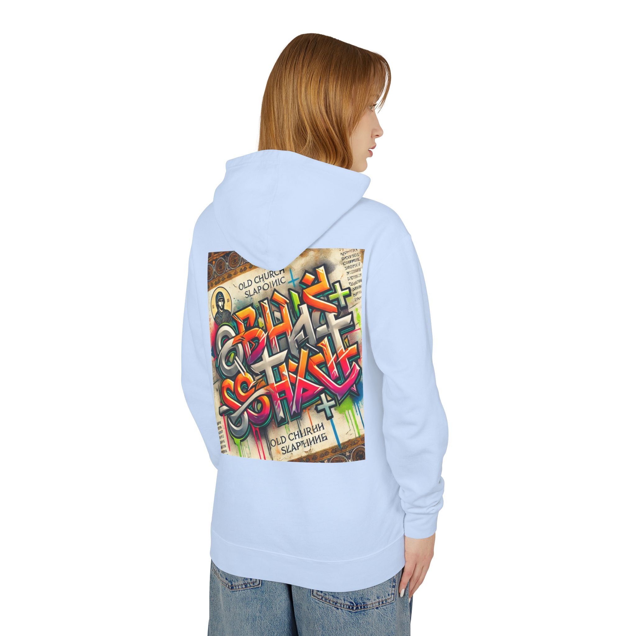 Unisex Lightweight Hooded Sweatshirt with Colorful Graffiti Design