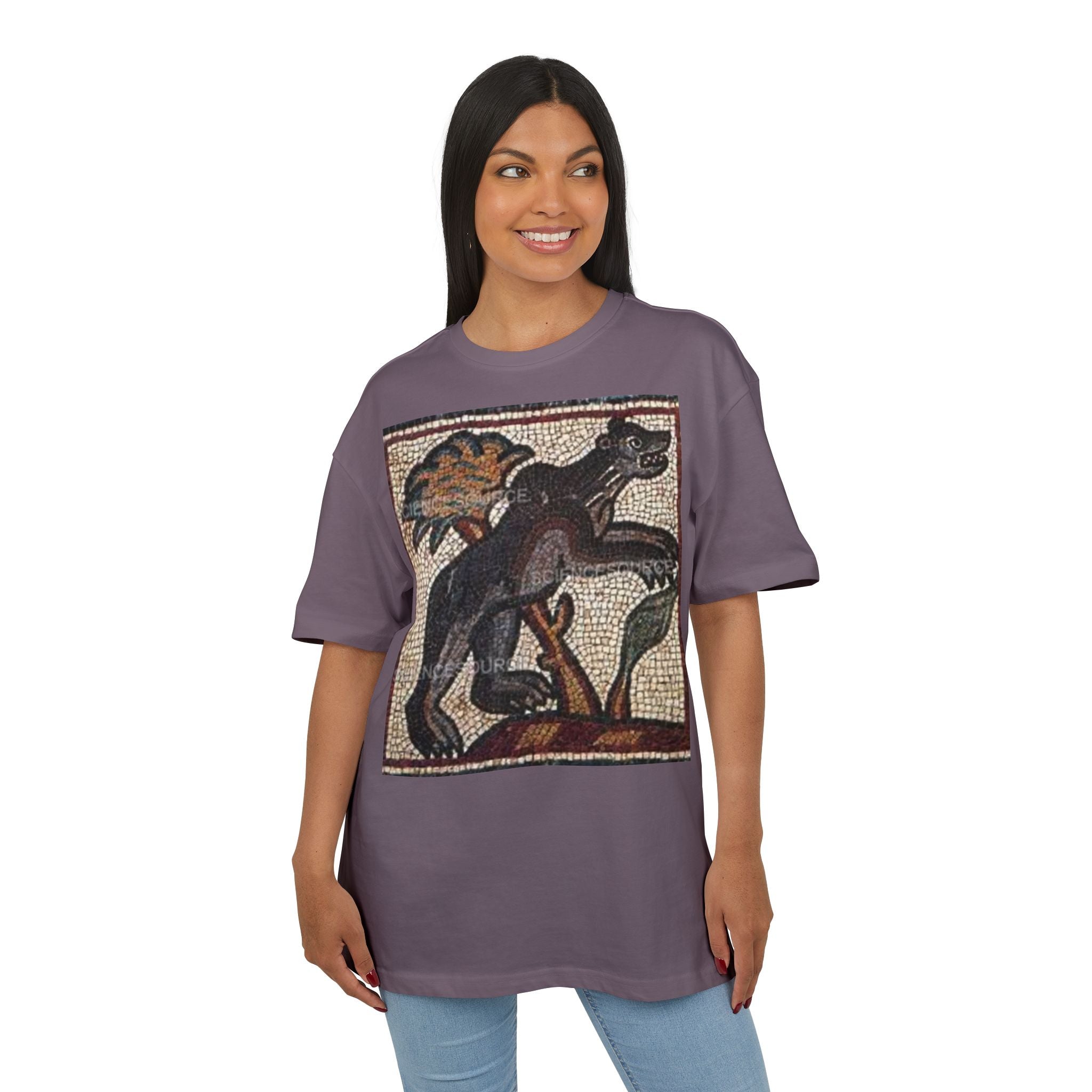 Artistic Mosaic Unisex Heavy Oversize Tee - Unique Graphic Design for Casual Style