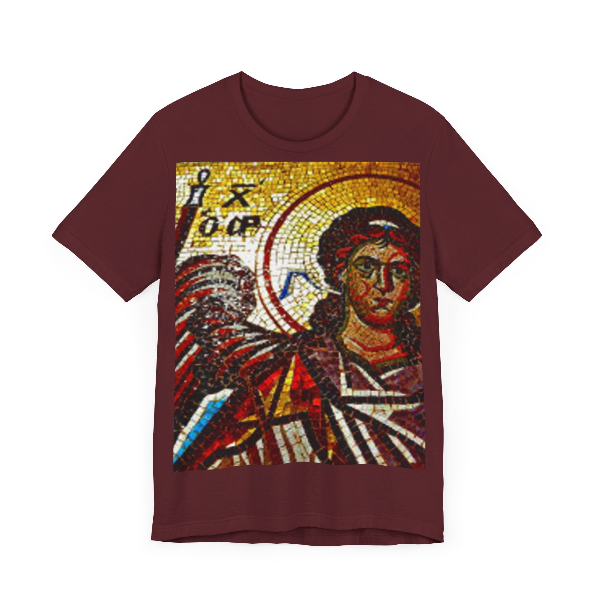 Vintage Iconography Unisex Jersey Tee - Artistic Mosaic Print