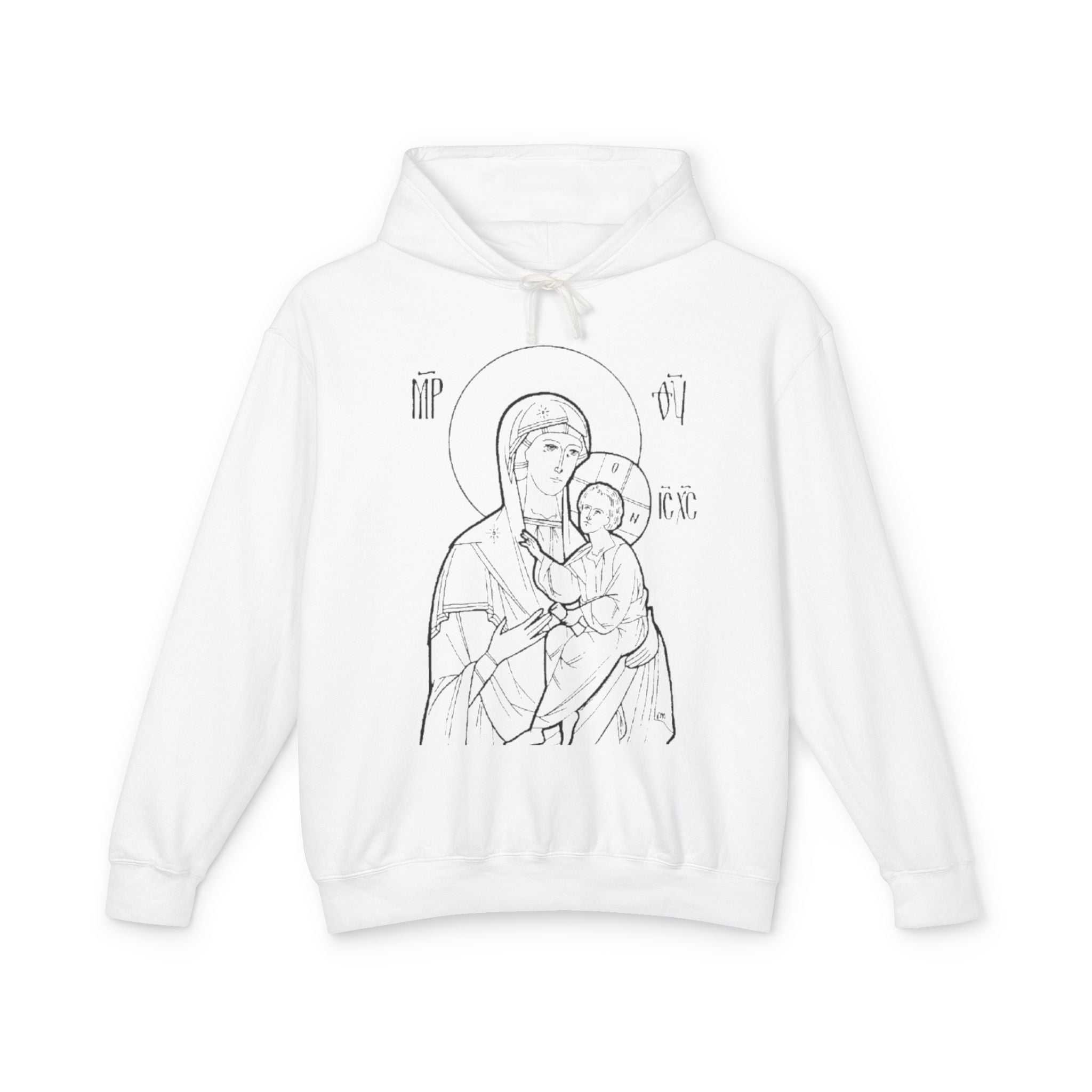 Unisex Religious Virgin Mary Hooded Sweatshirt - Lightweight & Comfortable