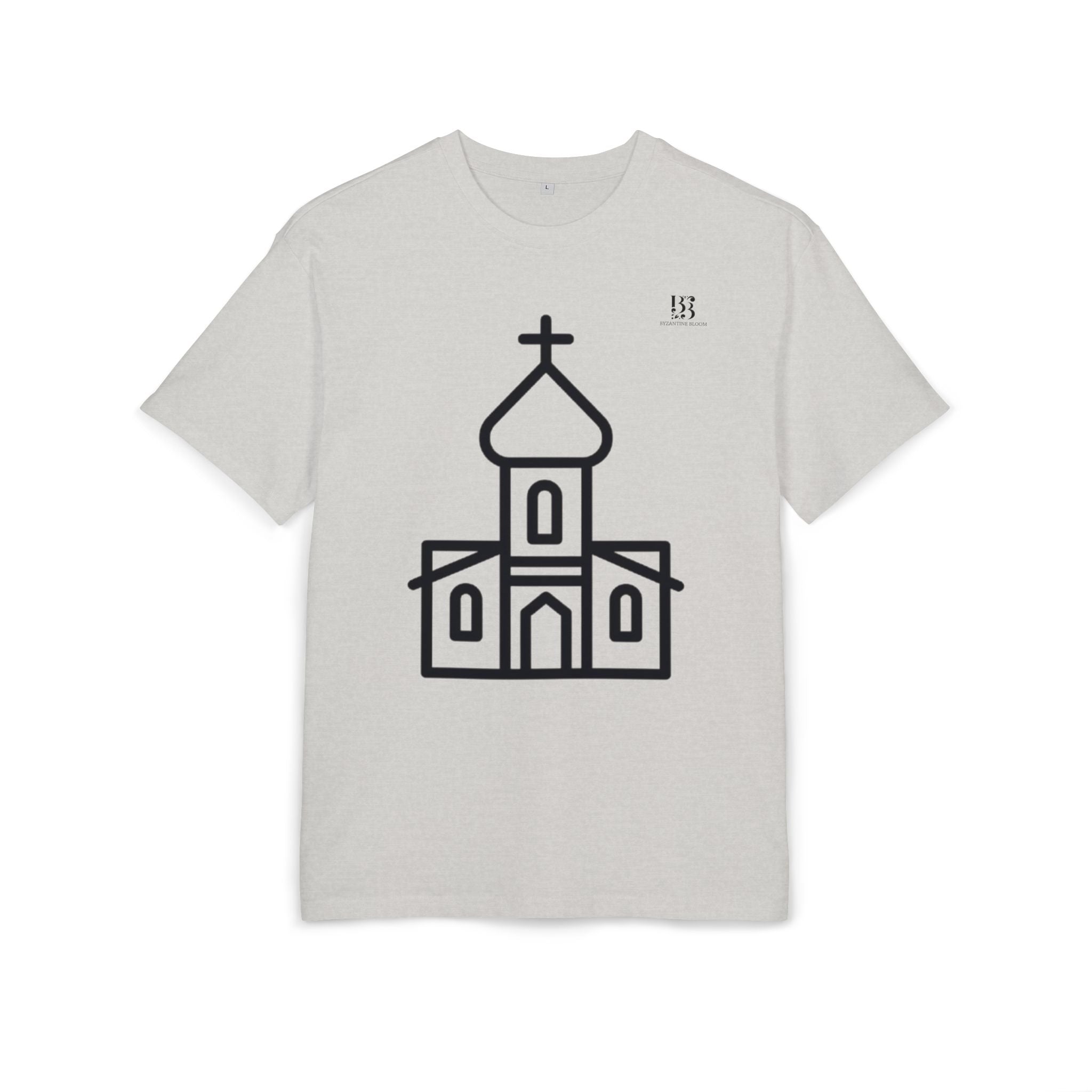 Unisex Heavy Oversize Tee - Modern Minimalist Church Design, Casual Wear for Everyday Style