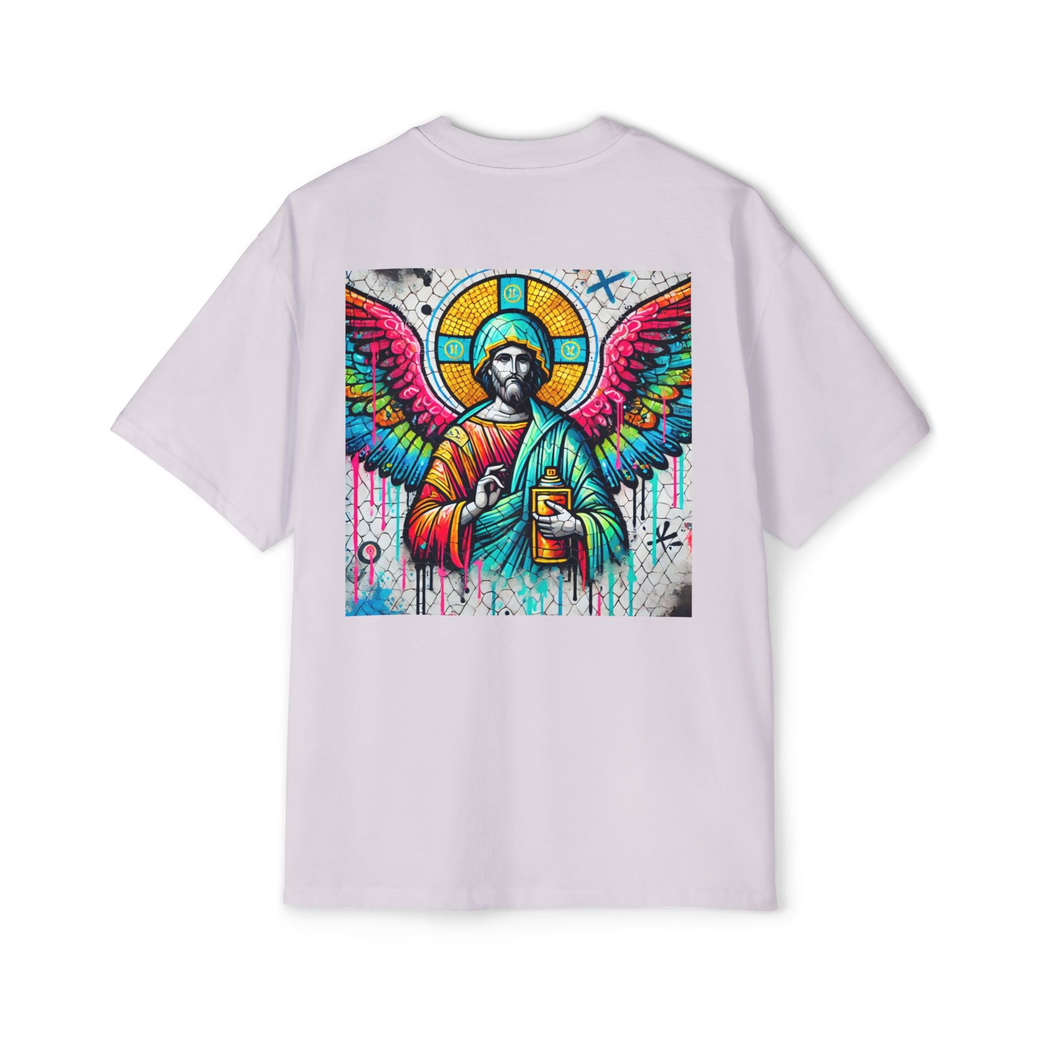 Colorful Angel Graphic Oversized Tee for Men - Spiritual Streetwear
