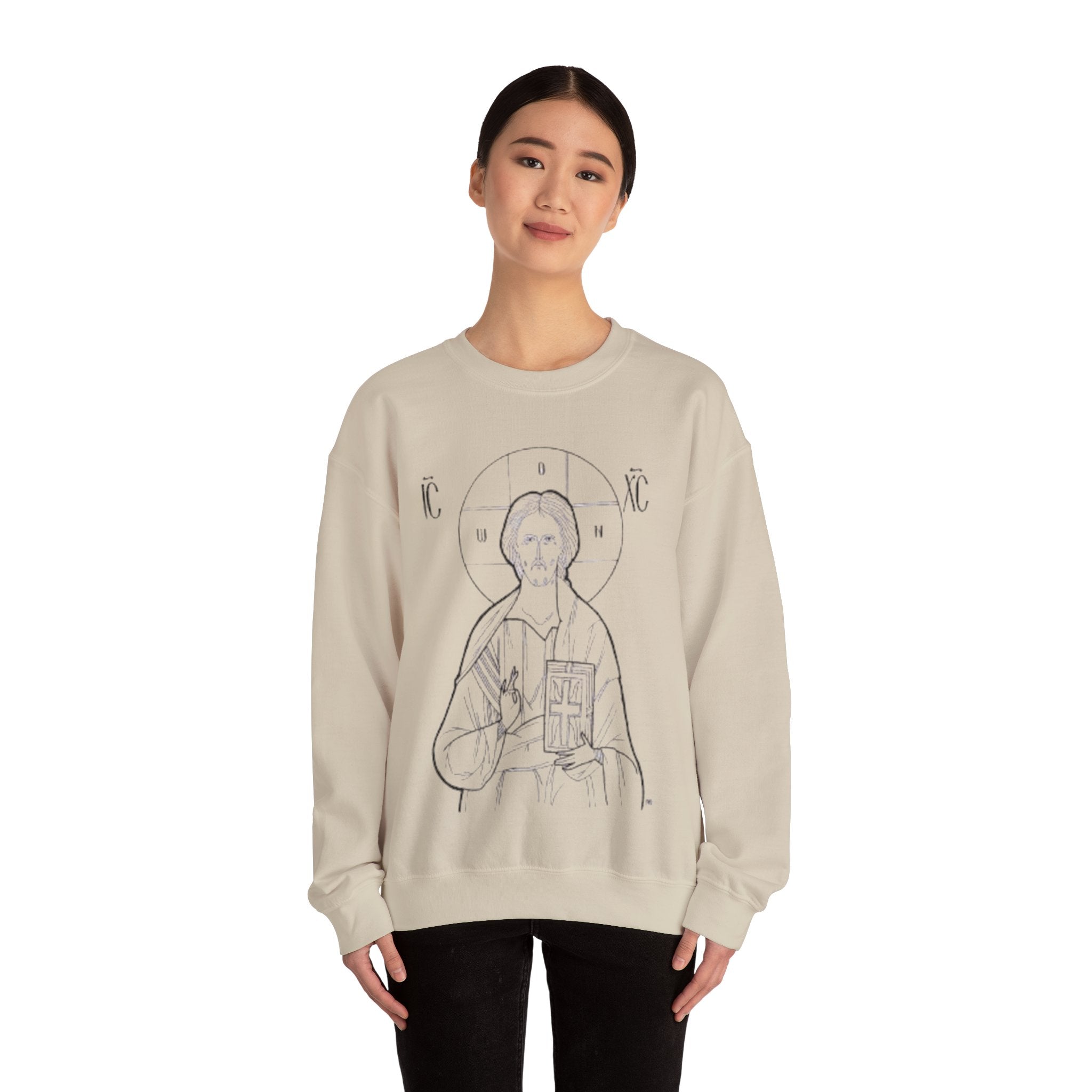 Vintage Christ Icon Sweatshirt | Unisex Crewneck for Religious Celebrations