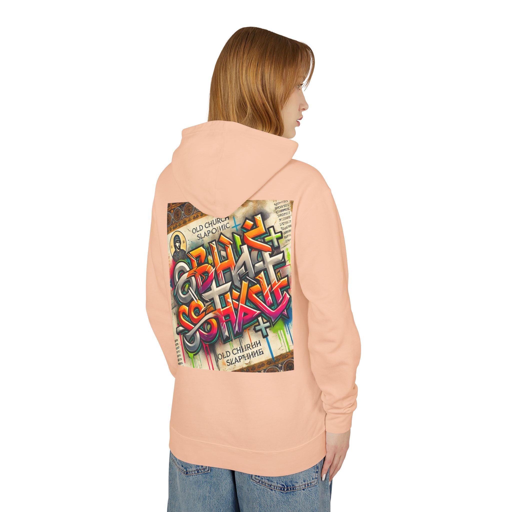 Unisex Lightweight Hooded Sweatshirt with Colorful Graffiti Design