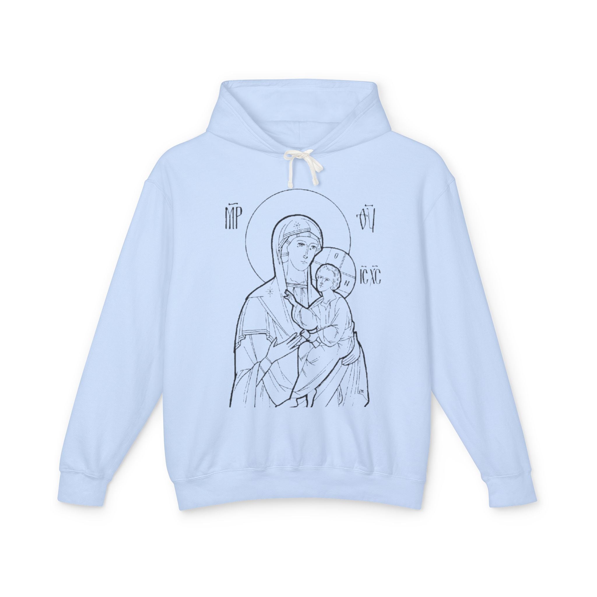Unisex Religious Virgin Mary Hooded Sweatshirt - Lightweight & Comfortable