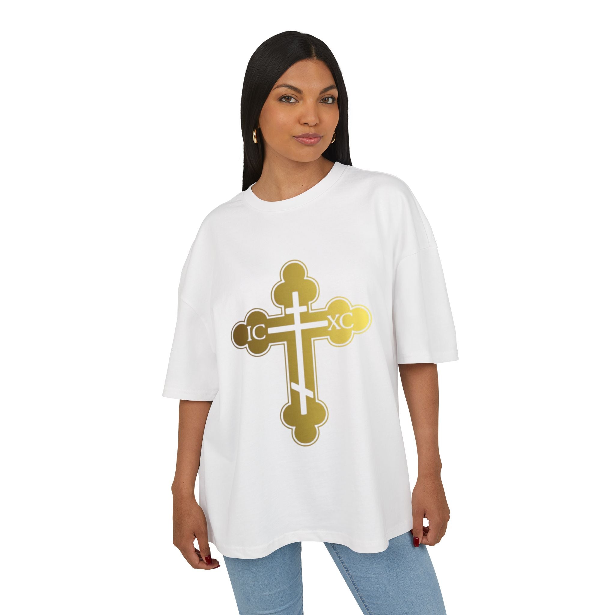 Black Ascension - Gold Cross Design Unisex Heavy Cotton Tee - Faith & Style