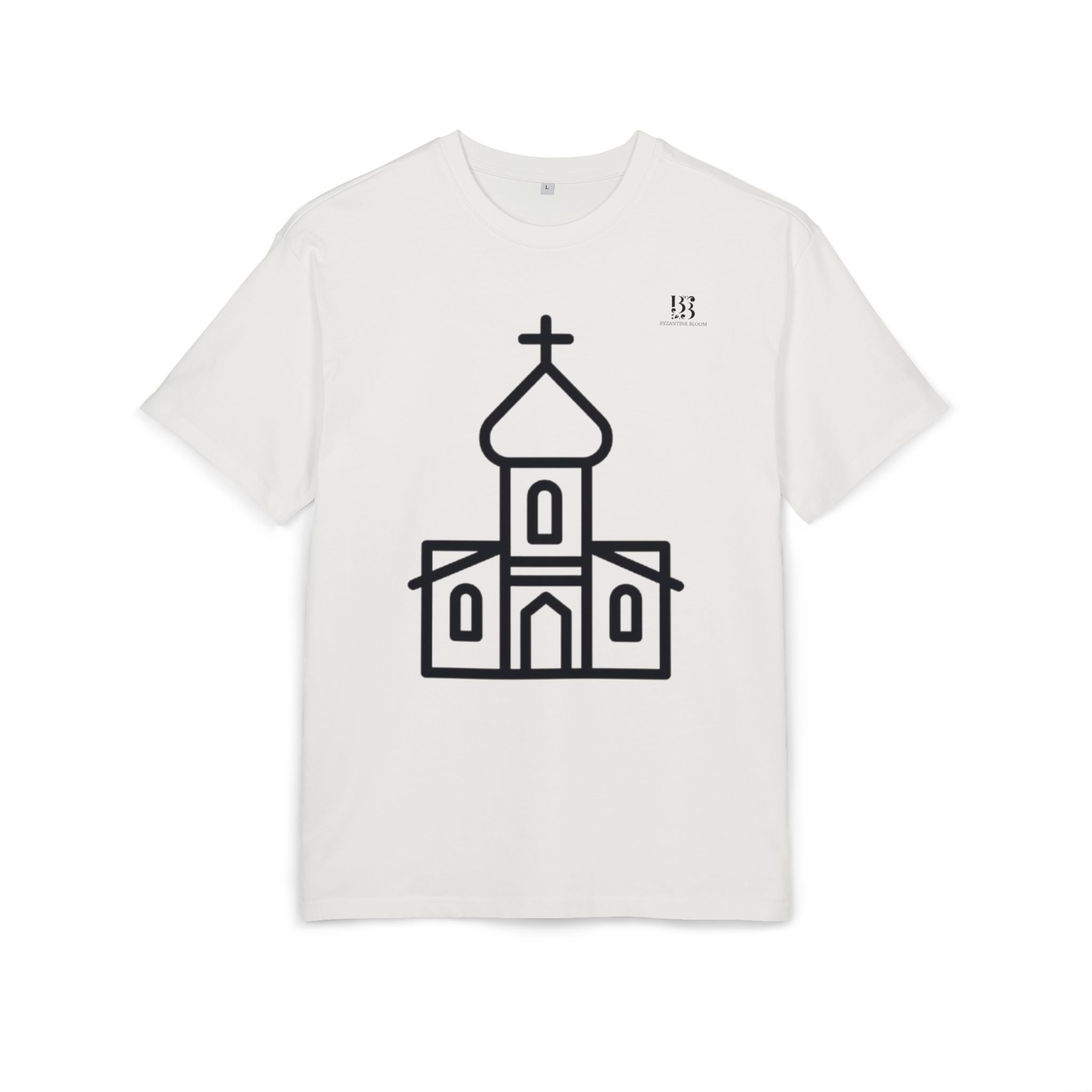 Unisex Heavy Oversize Tee - Modern Minimalist Church Design, Casual Wear for Everyday Style