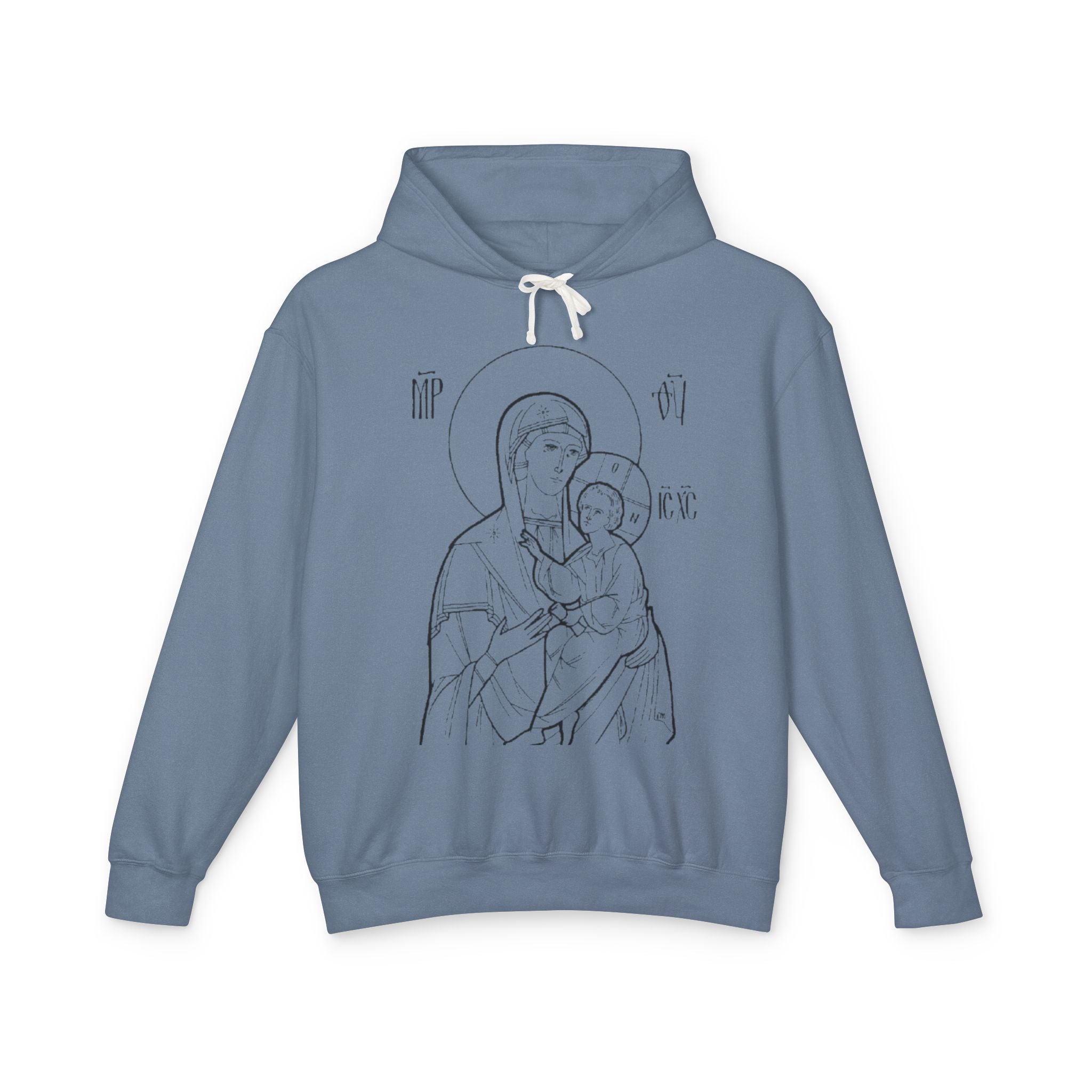 Unisex Religious Virgin Mary Hooded Sweatshirt - Lightweight & Comfortable
