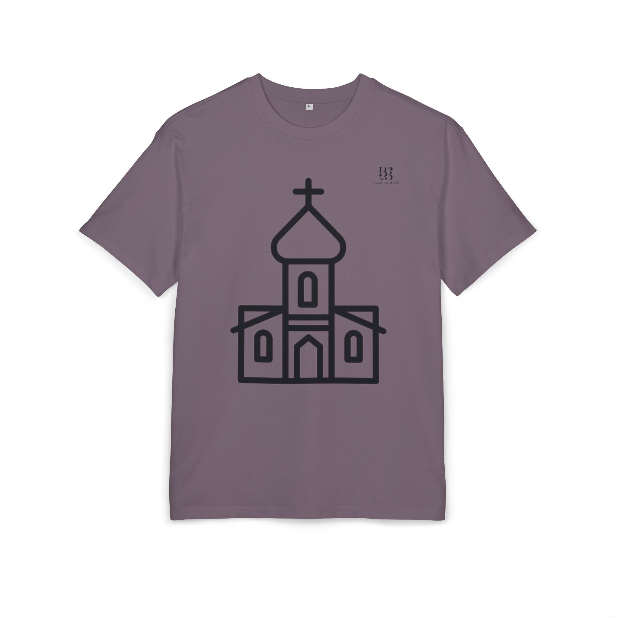 Unisex Heavy Oversize Tee - Modern Minimalist Church Design, Casual Wear for Everyday Style