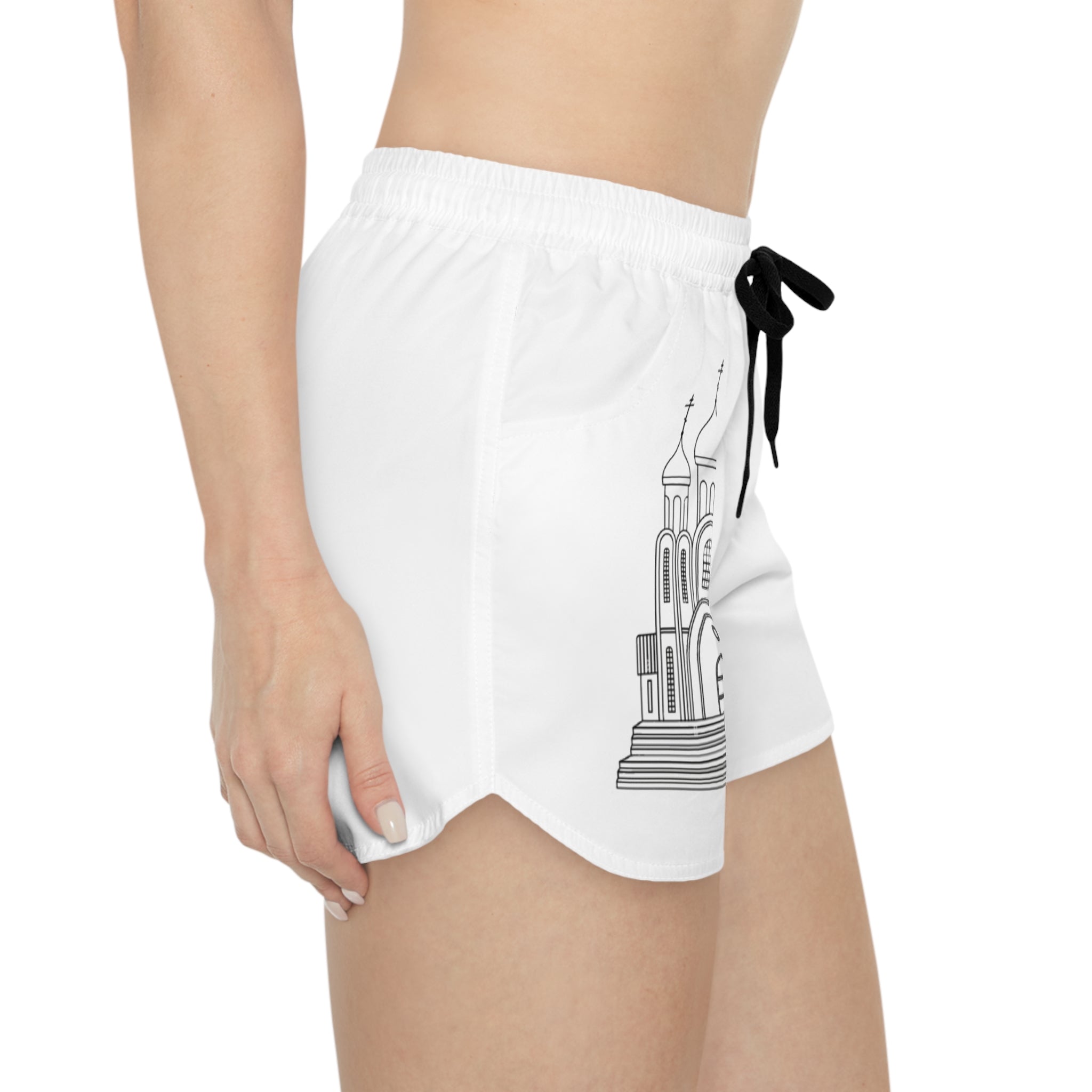 Stylish Women's Casual Shorts with Architectural Print