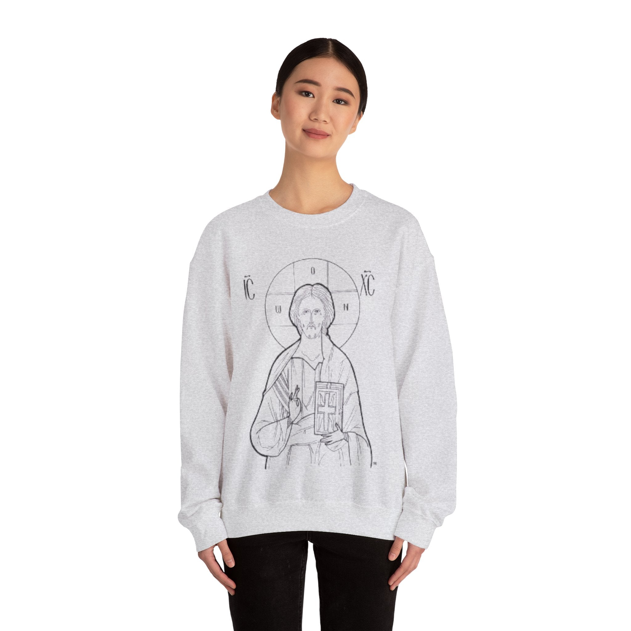 Vintage Christ Icon Sweatshirt | Unisex Crewneck for Religious Celebrations