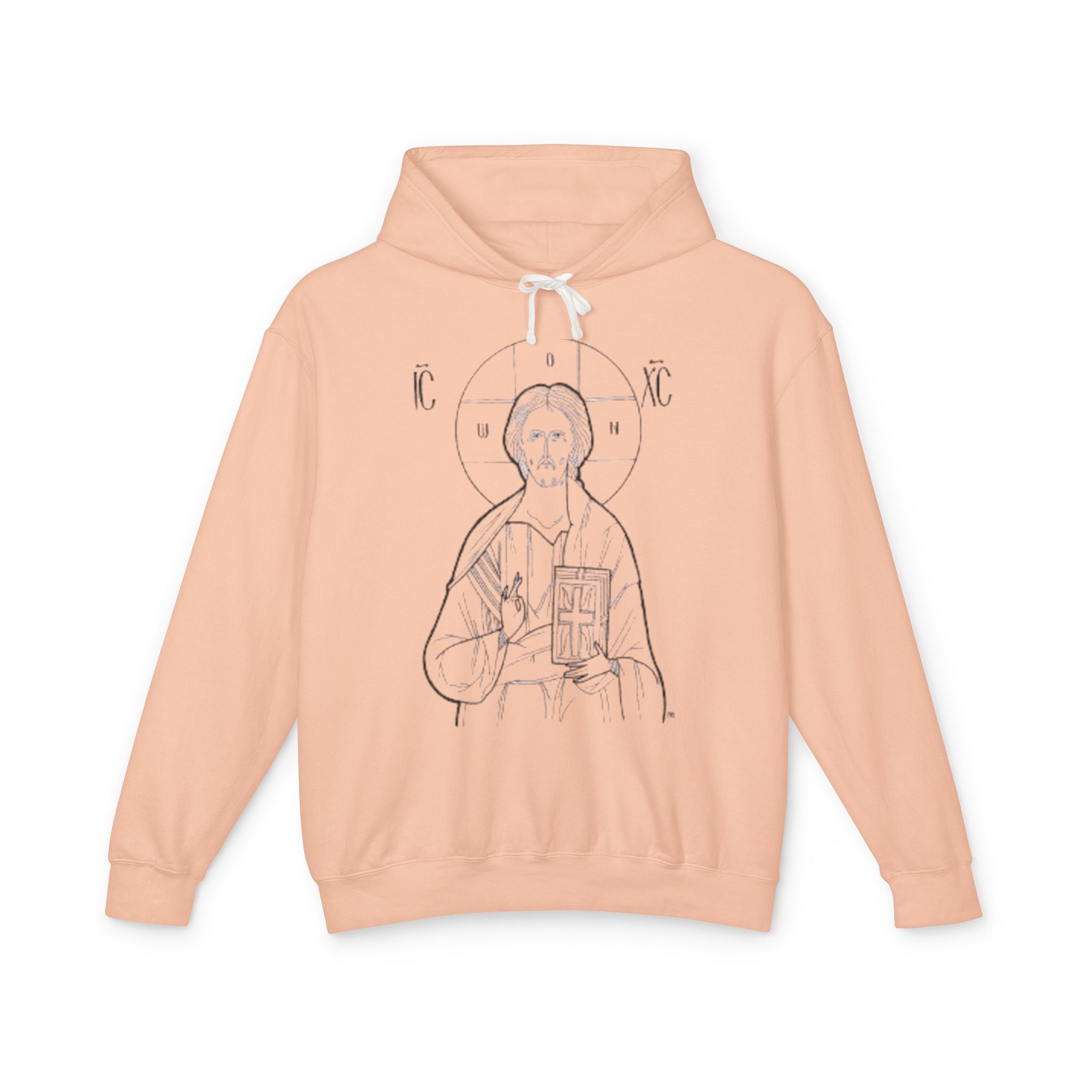 Unisex Lightweight Hooded Sweatshirt with Christ Design - Faith-Inspired Apparel