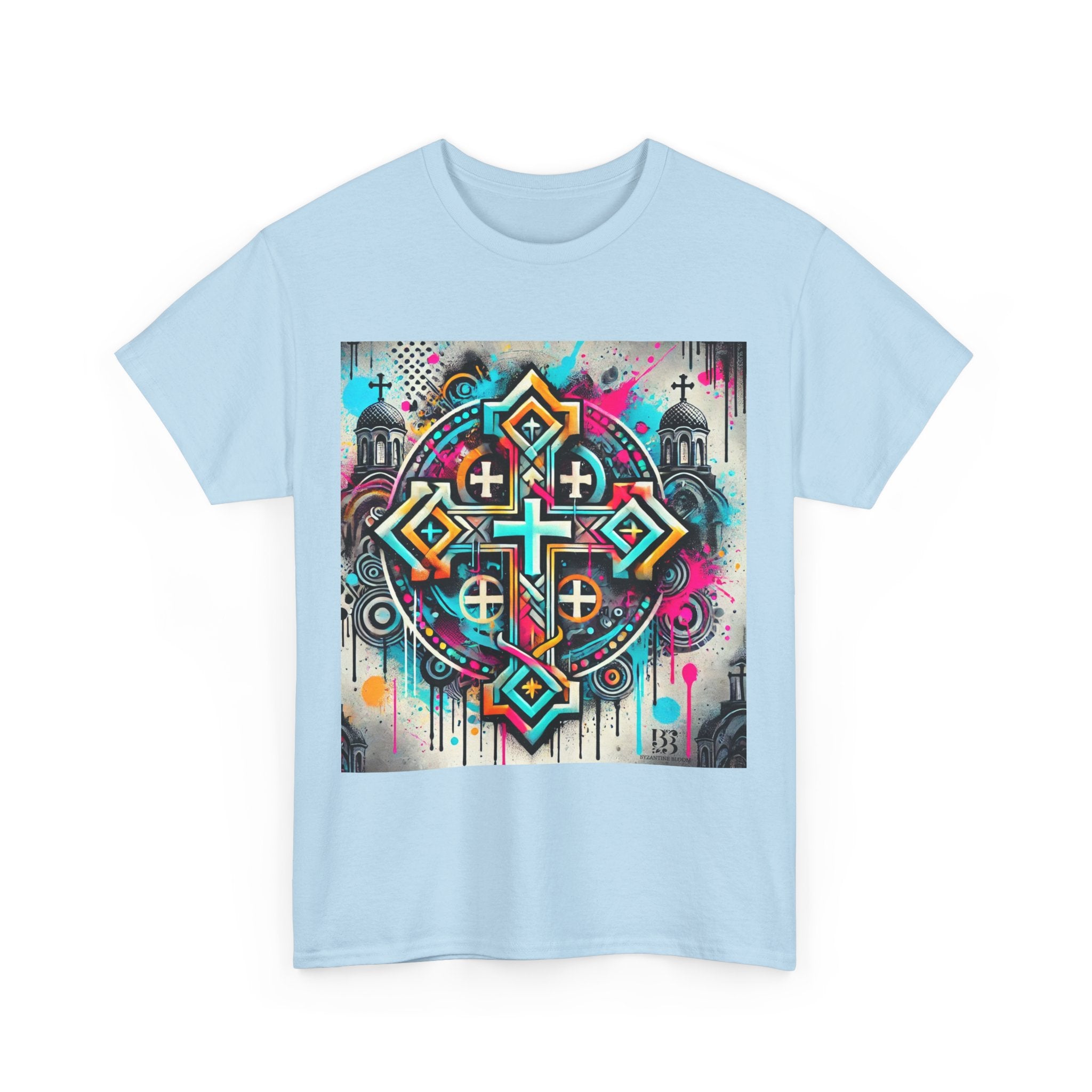 Colorful Religious Graphic Unisex Heavy Cotton Tee - Faith Inspired Art