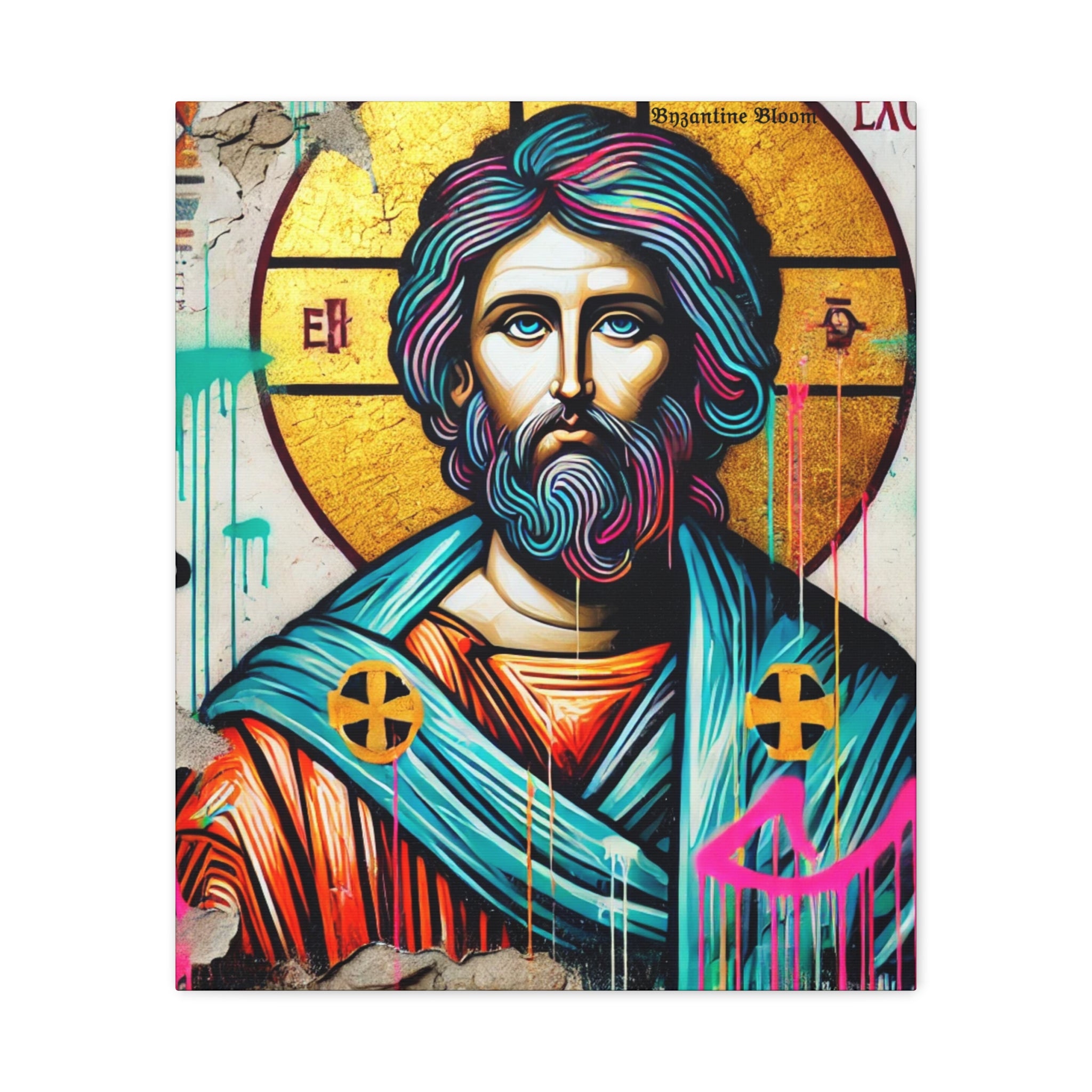 Vibrant Stretched Canvas Art - Urban Christian Icon